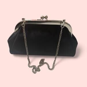 Patricia Nash Black Clutch with Silver Chain